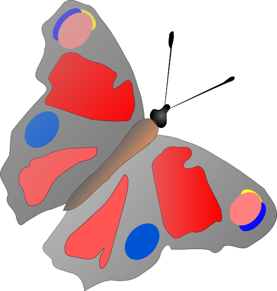Free Vector Colorful Butterfly Clip Art - Butterfly Clip Art (570x598), Png Download