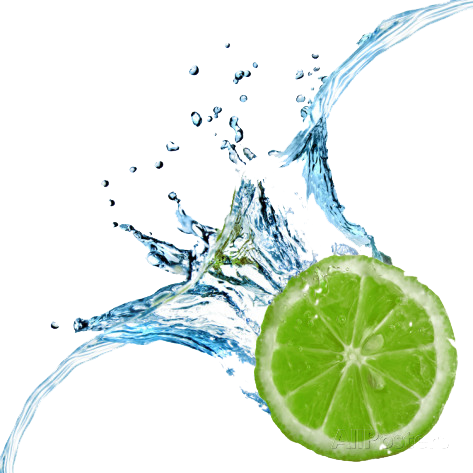 Lime Splash Png Image - Poster: Fresh Lime Dropped Into Water With Splash Isolated (473x473), Png Download