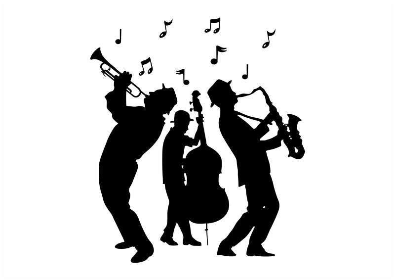 Jazz Clipart Transparent Background - Jazz Band Silhouette Png (800x566), Png Download