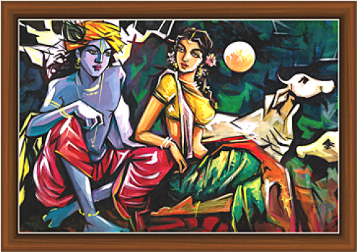 Vector Freeuse Krishna Drawing Modern - Painting (500x500), Png Download