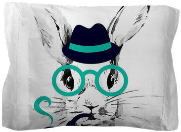 Hand Drawn Watercolor Sketch Portrait Pillow Sham • - Hipster Rabbit (400x400), Png Download