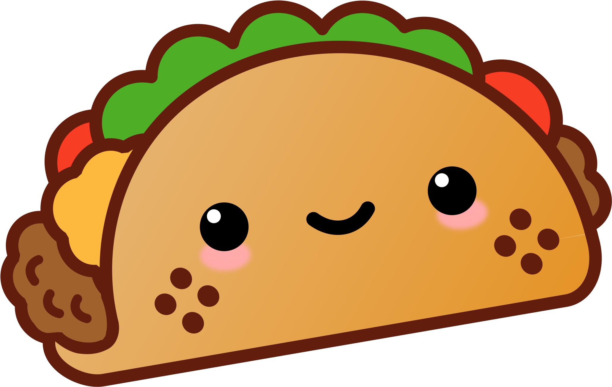 Taco Kawaii Food Cinco De Mayo Cute Taco Kawaii 537x340 Png