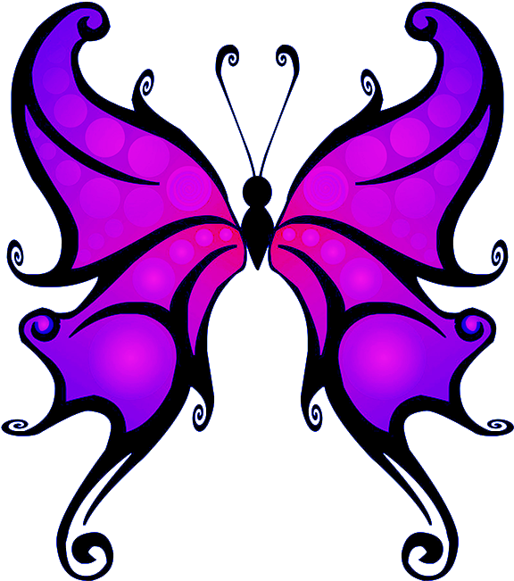 Clipart Black And White Stock Butterfly Png Clipart - Fantasy Butterfly Tattoo Outline (591x697), Png Download