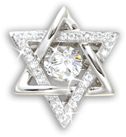 Star Of David Pendant With Swarovski Zirconia - Silver (1024x1024), Png Download
