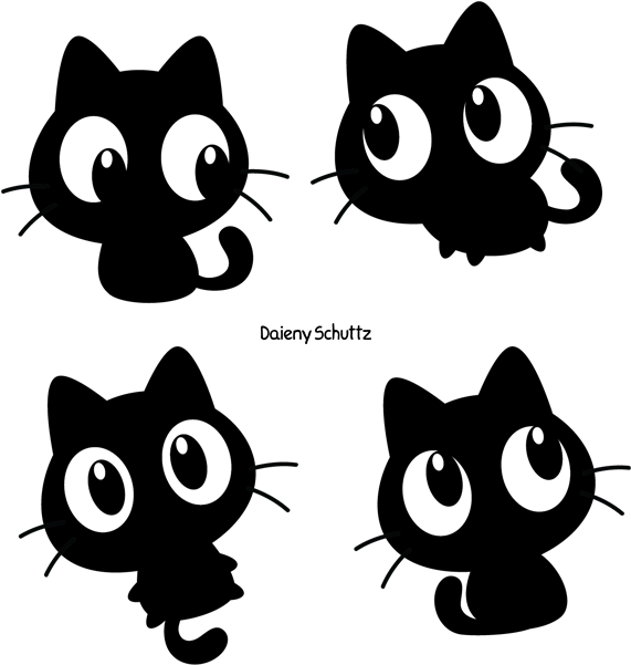 Chibi Black Cat By Daieny - Chibi Black Cat (600x630), Png Download