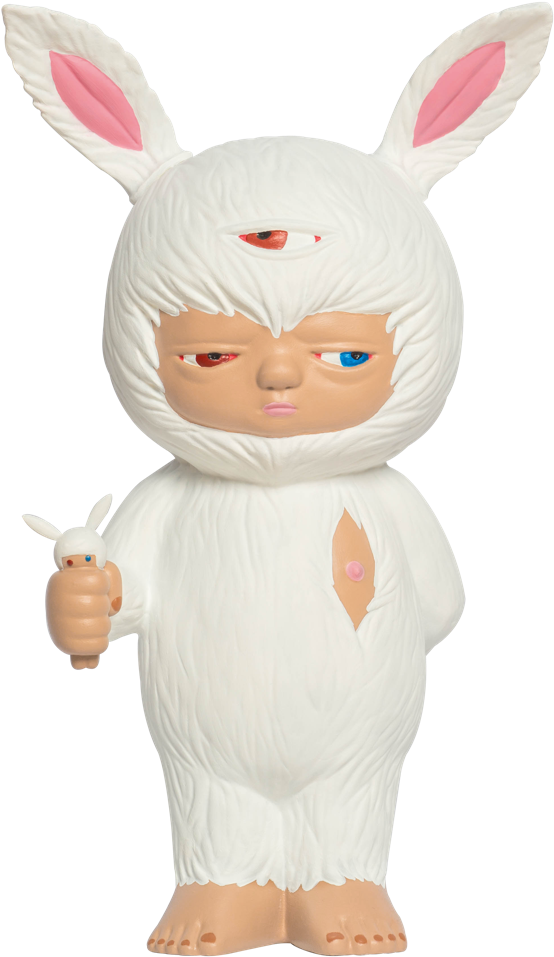 He Wears A Coat Of White Fur And Holds Up A Tiny White - Mighty Jaxx X Alex Face (1000x1000), Png Download