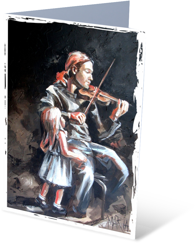 The Violin Player - Painting (846x1024), Png Download