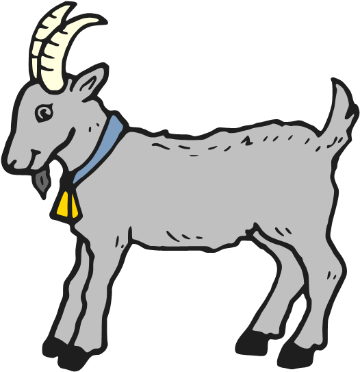 Goat And Kid Clipart - Clip Art Black And White Goat (549x564), Png Download