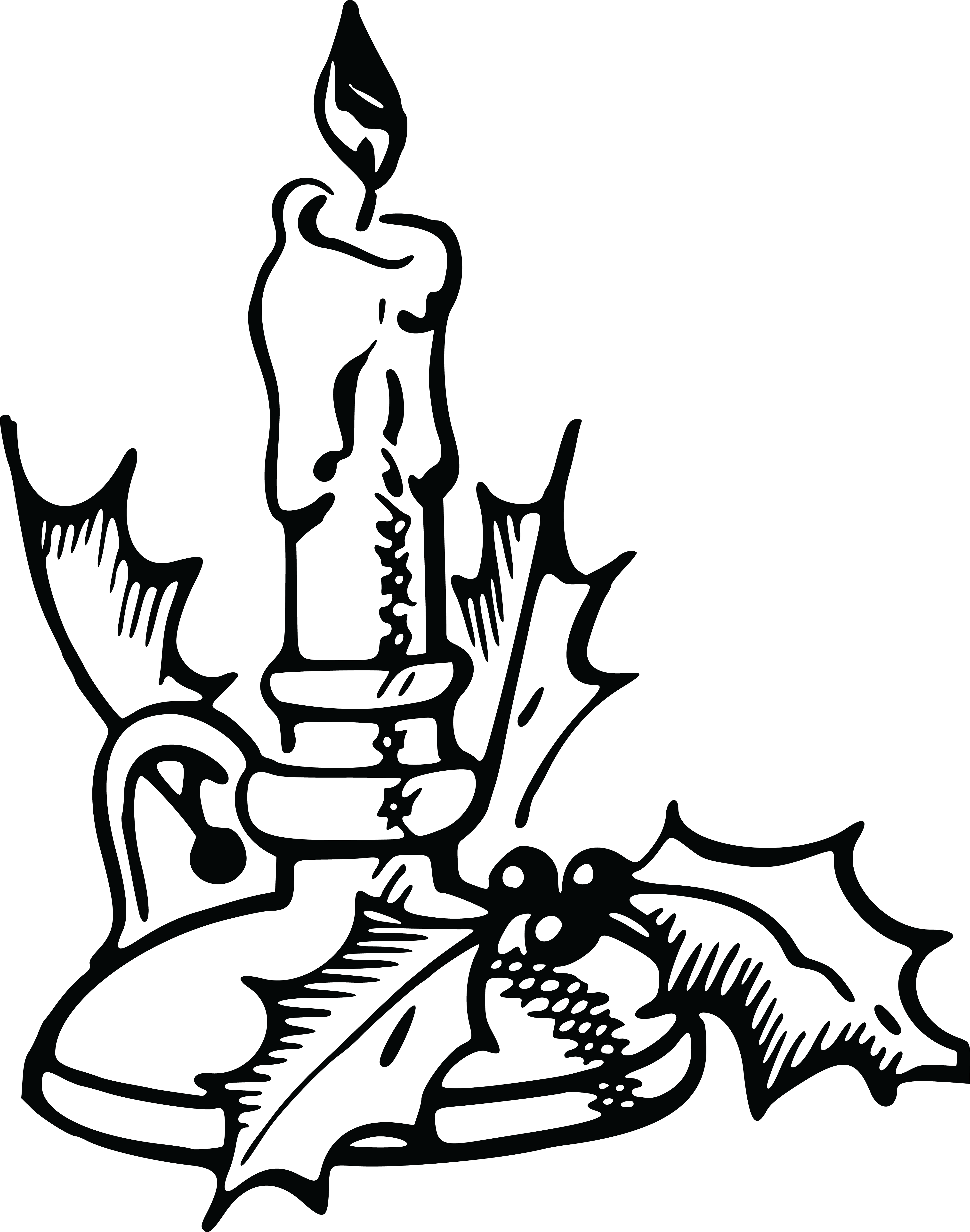 Candle Drawing Old Fashioned - Black And White Graphic Christmas Candle (4000x5079), Png Download