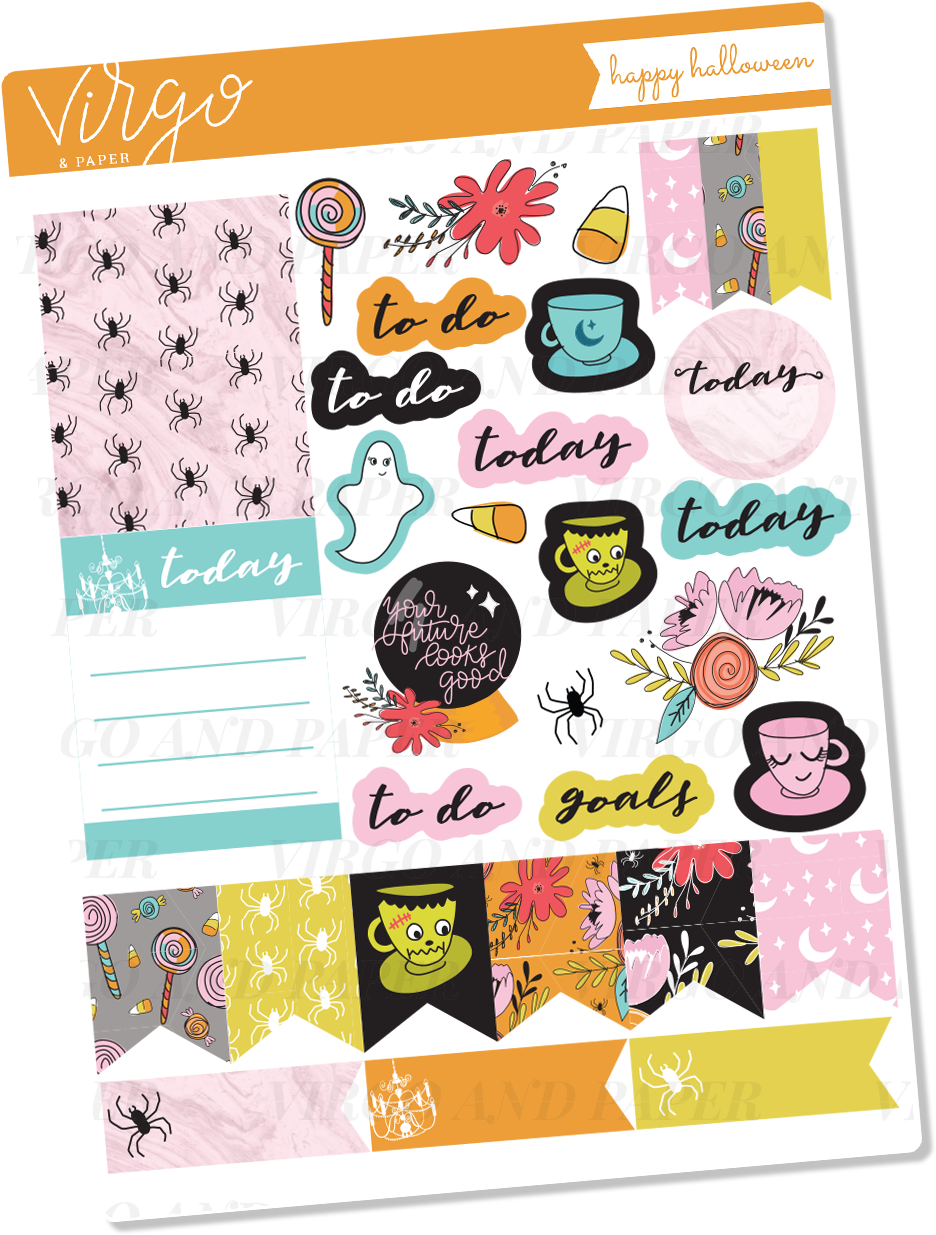 Happy Halloween Decorative Sticker Sheet - Sticker (1280x1280), Png Download
