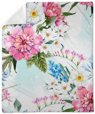 Watercolor Vector Floral Pattern Plush Blanket • Pixers® - Watercolor Painting (400x400), Png Download
