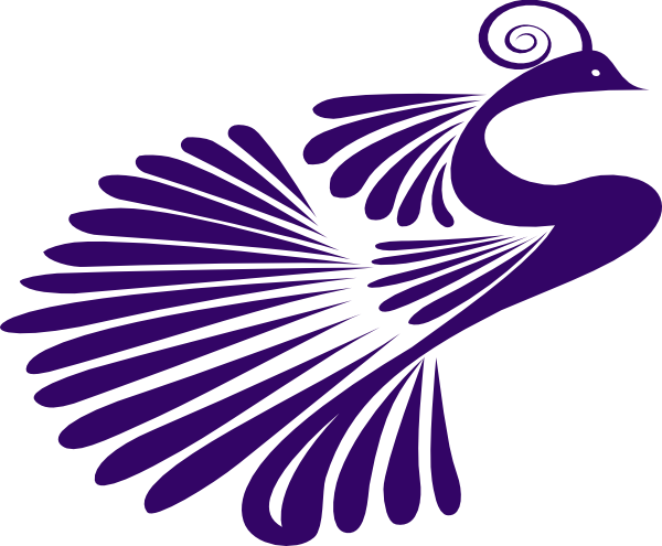 Peacock Design Vector Png - Purple Peacock Clip Art (600x495), Png Download