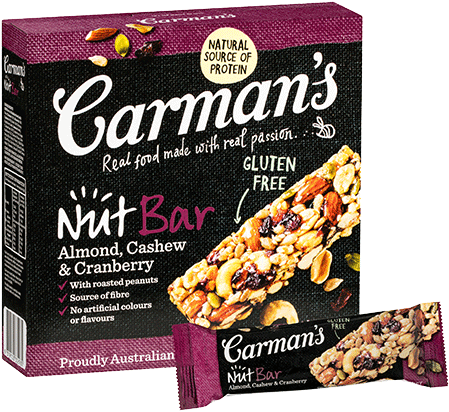 Almond, Cashew & Cranberry Nut Bars - Carmans Super Berry Muesli Bar (470x470), Png Download
