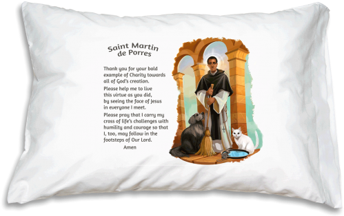 Saint Martin De Porres - Prayer+pillowcases St Martin De Porres Prayer Pillowcase (500x320), Png Download
