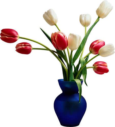 Blue Flowers Vases Simple Classic Decoration Ideas - Vase With Flower Png (453x500), Png Download