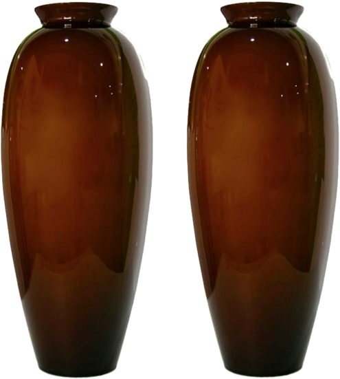 1980 Modern Italian Pair Of Tall Golden Brown Murano - Vase (600x600), Png Download