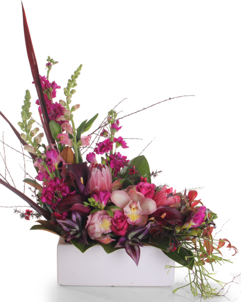 Modern Ceramic Trough Arrangement - Modern Flower Arrangement Png (478x600), Png Download