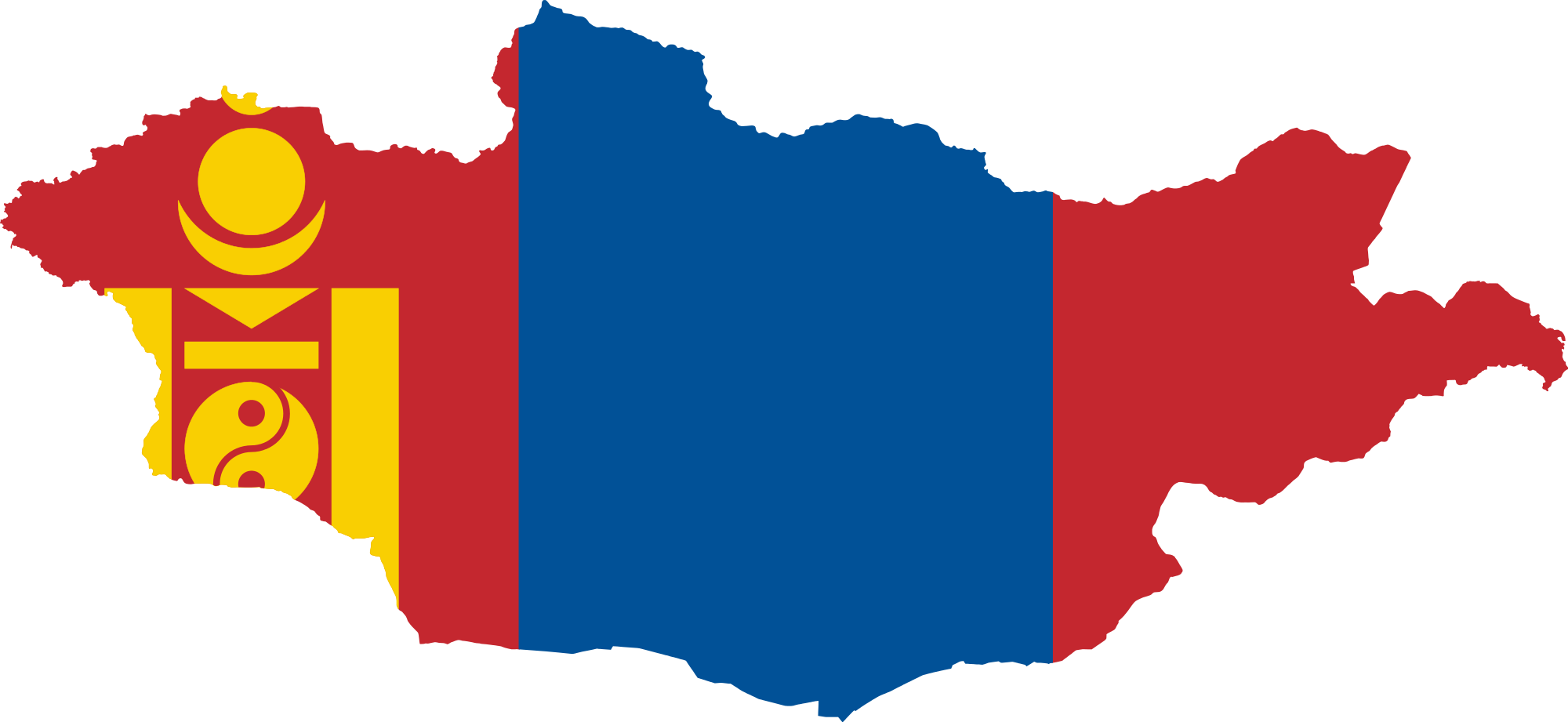 Open - Mongolia Flag Map (2000x921), Png Download