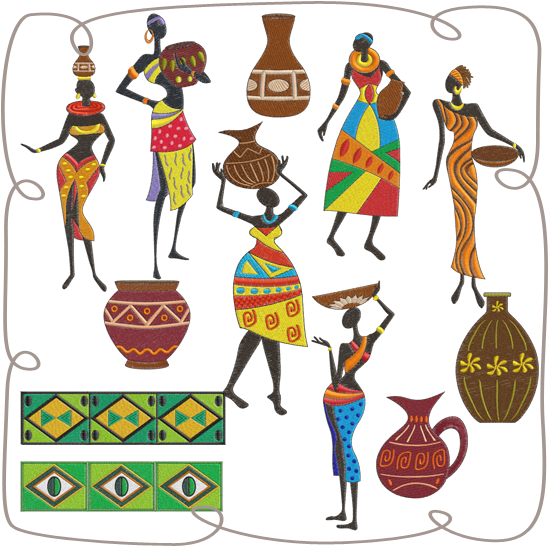 African Ladies - Machine Embroidery Design African (580x580), Png Download