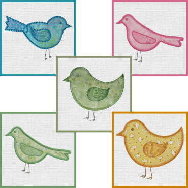 Birds Embroidery Designs Cd By Marjorie Busby - Accuquilt Go! Birds Embroidery Design Cd By Marjorie (370x370), Png Download