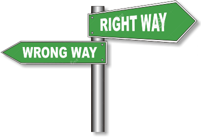 The Aim Of Discipline Is To Provide Classrooms Conducive - Right Wrong Way Png (396x414), Png Download