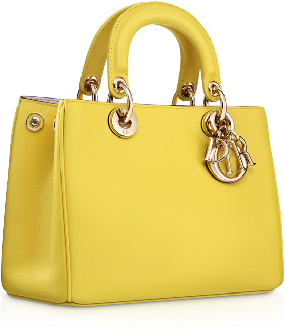 Dior Jaune Vif Diorissimo Small Bag - Yellow Handbag Png (600x660), Png Download