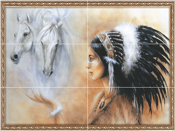 Red Indian - Paint White Horse Long Hair (600x600), Png Download