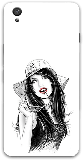 Cute Look Oneplus X Mobile Case - Pin Or Brooch Woman With Hat, Black (600x600), Png Download