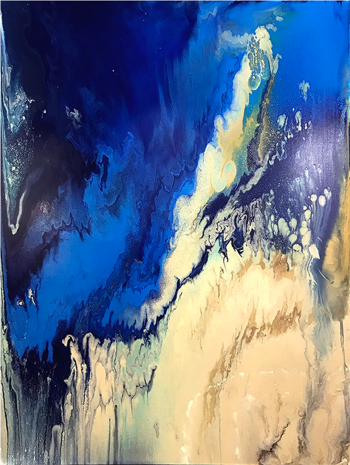 Blue Wave I - Painting (1200x925), Png Download