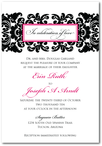 Flourish Digital Clipart Vector Decorations Black Retro - Damask Wedding Invitations (356x503), Png Download