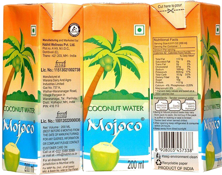 Mojoco Tender Coconut Water - Drink (832x711), Png Download