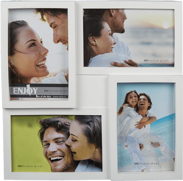 White Plastic Picture Frame For 4 Photos 10 X 15 Cm - Picture Frame (945x709), Png Download