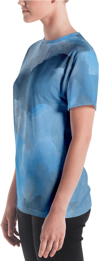 Steel Blue Watercolor Women's T Shirt T Shirt Zazuze - T-shirt (1000x1000), Png Download