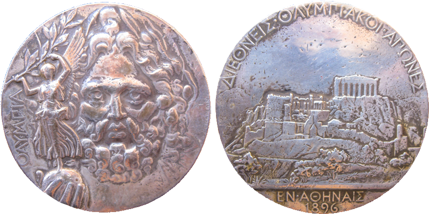 1896 Athen's Gold, Silver, Bronze Medals - Marathon (900x438), Png Download