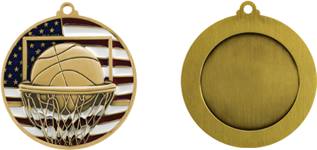 2-3/4" Diameter, Available In Gold Silver Or Bronze - Basketball Patriotic Medal - Gold, Silver & Bronze (531x452), Png Download