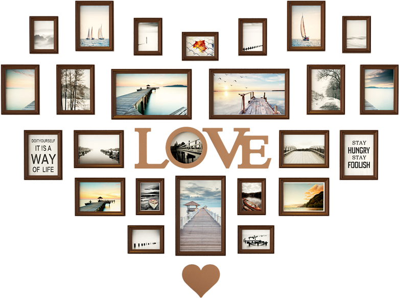 Number Of Photo Frames - Coeur En Photo Sur Mur (800x800), Png Download