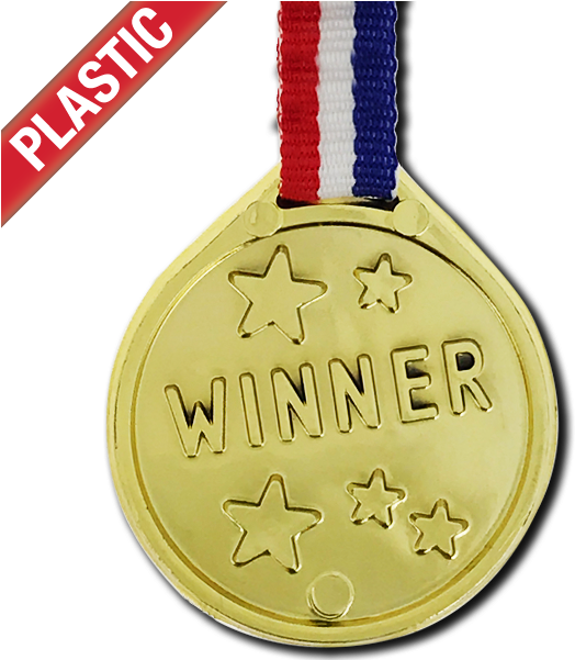 Plastic Gold Winner Medal By School Badges Uk - Plastic Medal (600x600), Png Download