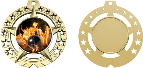 Large 3-3/4" Star Bright Or Antique, Silver Or Bronze - Medal (531x452), Png Download