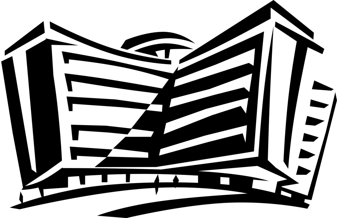 Vector Illustration Of Apartment Or Office Building - Predio Vetor Png (1078x700), Png Download