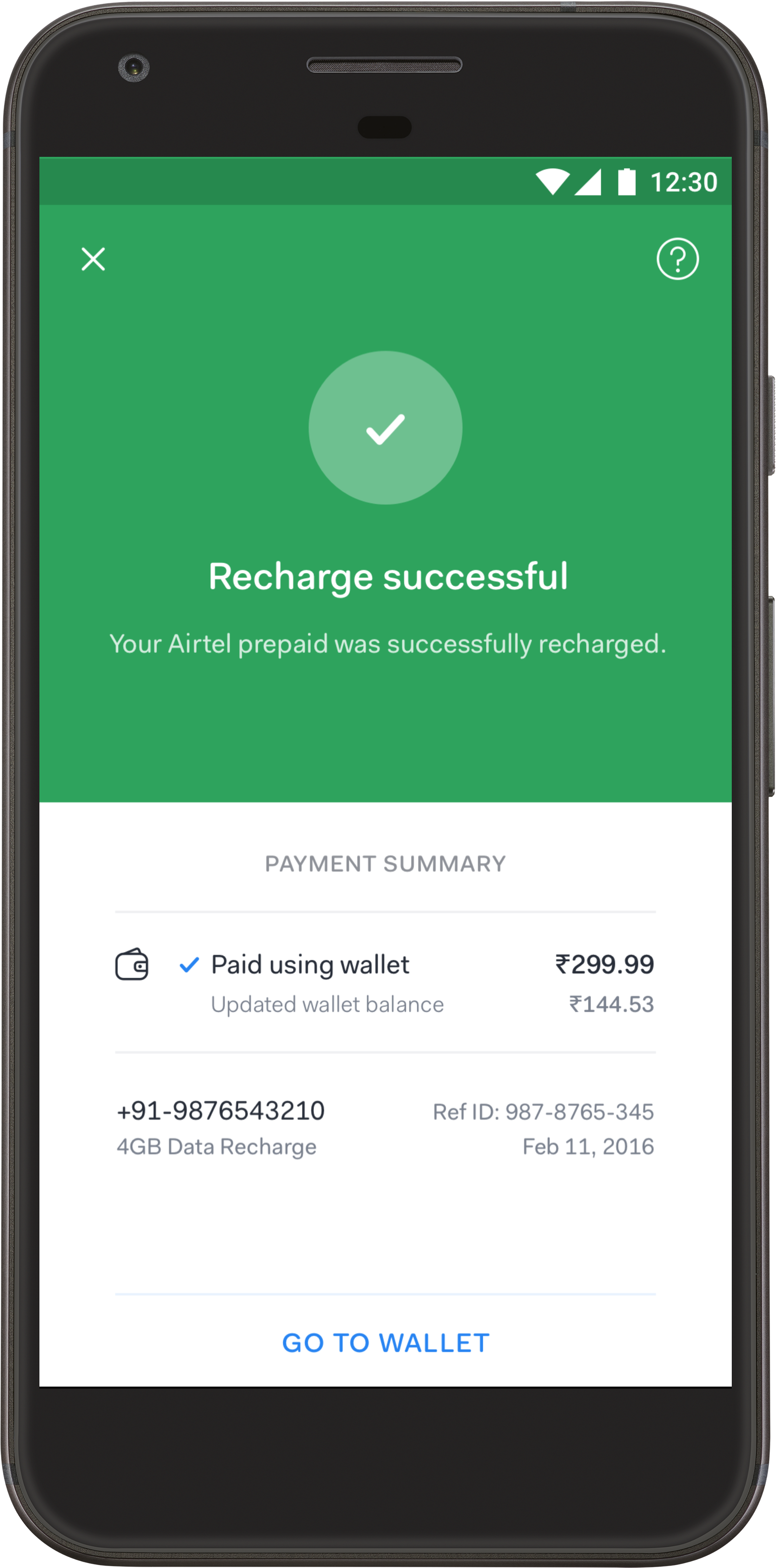 The Recharge Is Done - Recharge Successful App Screen (2125x3770), Png Download