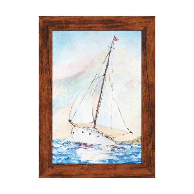 Sailboat At Sea Fine Art Watercolor Painting Gallery - Painting (650x650), Png Download