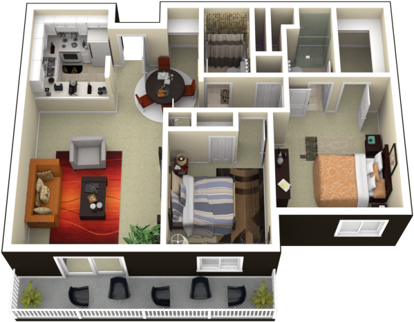 0 For The 2 Bedroom Floor Plan - Viewpointe Apartments Grand Rapids (640x480), Png Download