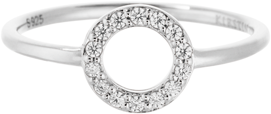 Circle Outline Crystal Ring Image - Engagement Ring (939x1024), Png Download