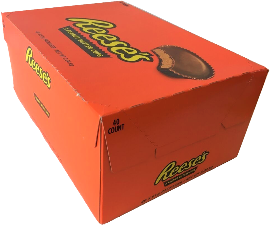 Reese's 3er Peanut Butter Cups 40er Box - Reese's Peanut Butter Cups - 40 X 51g (1000x834), Png Download