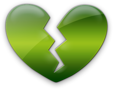 Broken Heart Clipart Icon - Green Broken Heart Emoji (420x420), Png Download