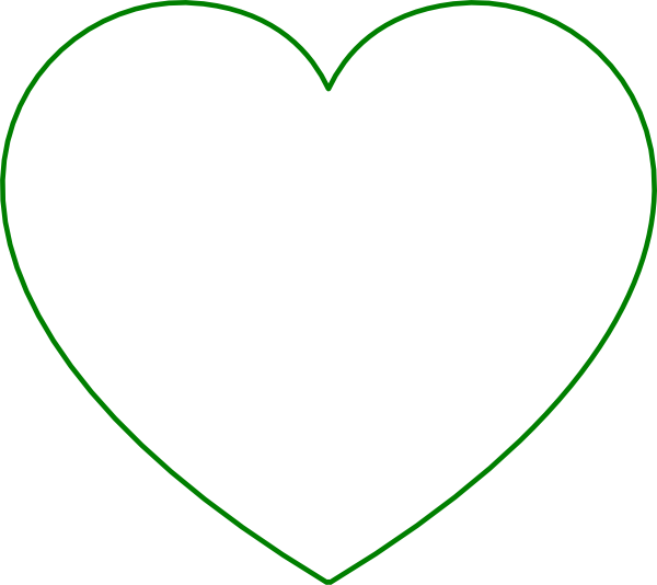 Green Heart Clipart Png For Web - Transparent Green Heart Outline (600x534), Png Download