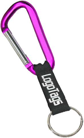 Purple Custom Carabiner Keychain With Logotags Imprint - Carabiner (500x500), Png Download