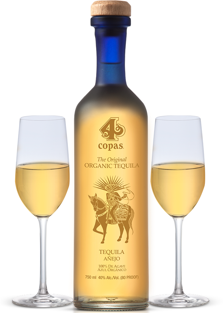 4 Copas Organic Anejo Tequila - Tequila Cuatro Copas Blanco (728x1036), Png Download