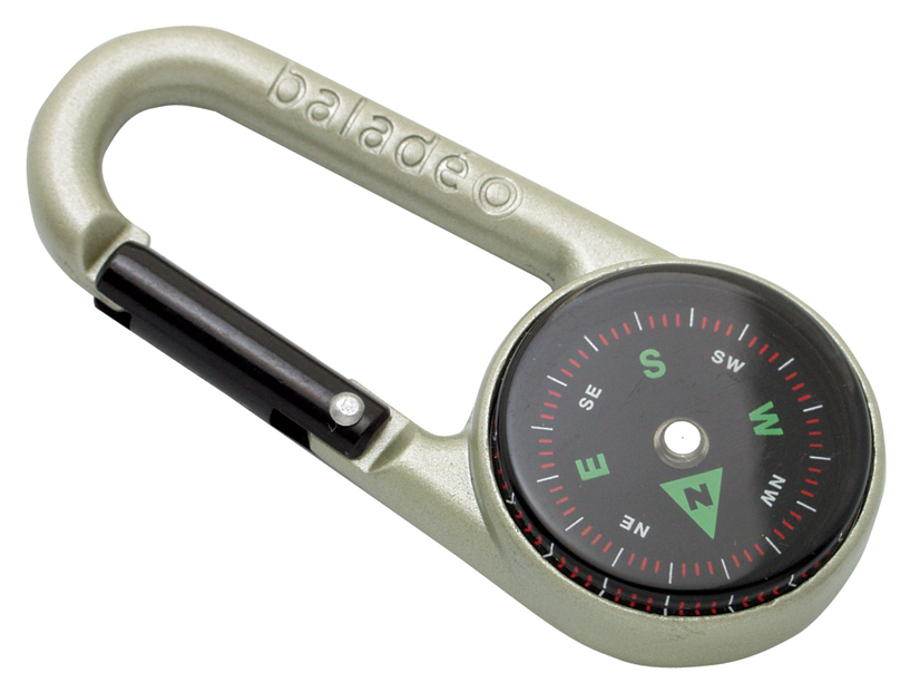 Carabiner Compass 'city' - Baladeo Carabiner Compass City Compass Steel Grey/black (900x660), Png Download