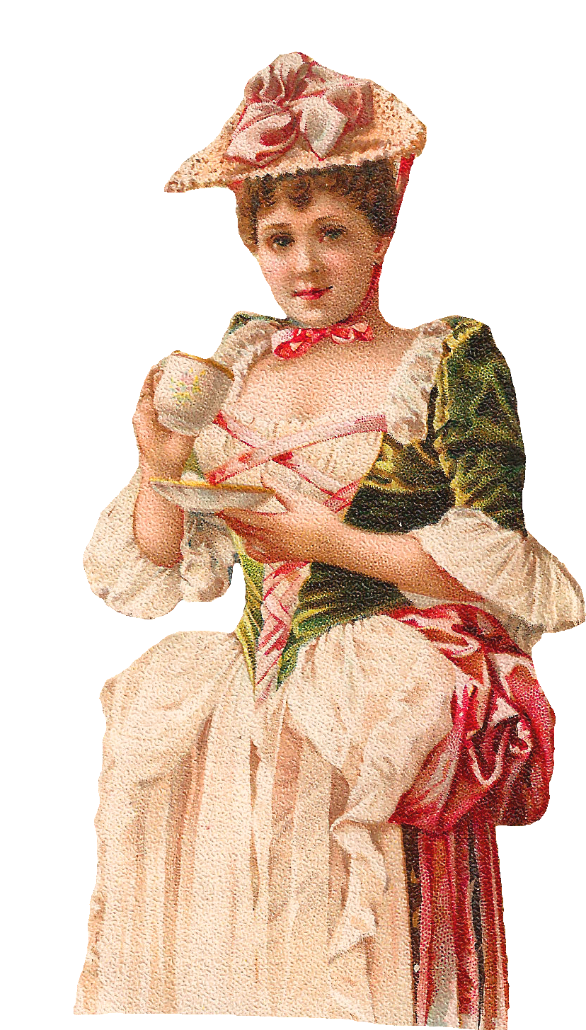 Woman Drinking Tea Clip Art - Victorian Lady Drinking Tea Png (914x1546), Png Download